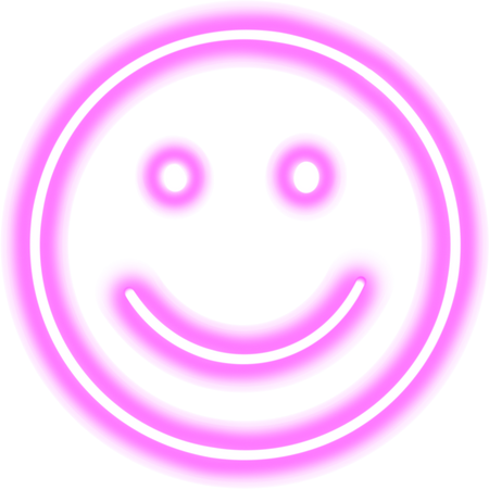 Pink neon smile emoji